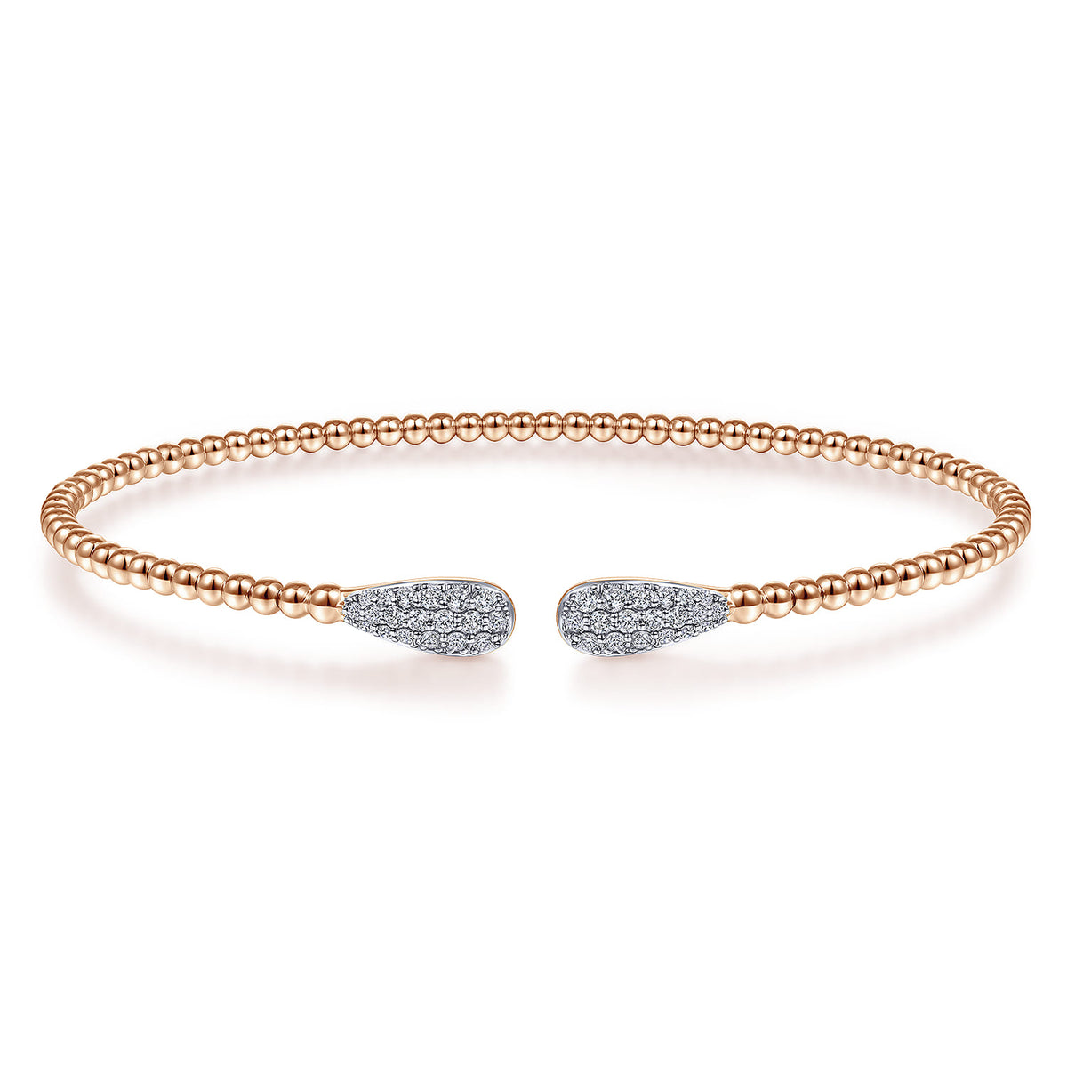 14K Rose Gold Bujukan Diamond Teardrops Bangle — Gabriel & Co. BG4230-62K45JJ