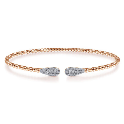 14K Rose Gold Bujukan Diamond Teardrops Bangle — Gabriel & Co. BG4230-62K45JJ