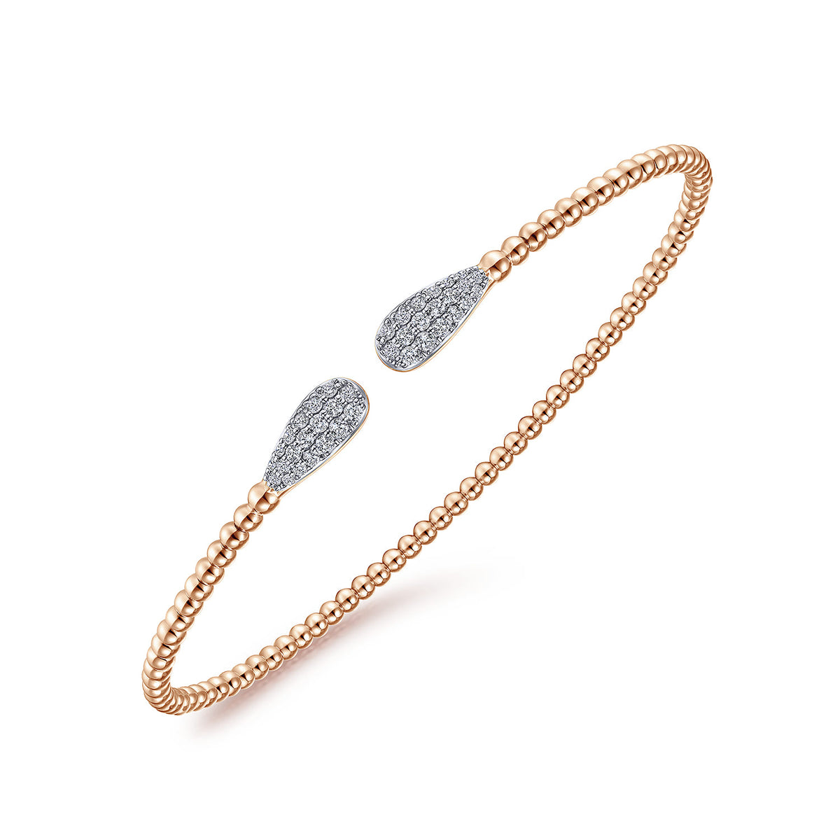 14K Rose Gold Bujukan Diamond Teardrops Bangle — Gabriel & Co. BG4230-62K45JJ