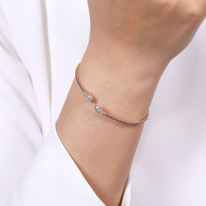 14K Rose Gold Bujukan Diamond Teardrops Bangle — Gabriel & Co. BG4230-62K45JJ