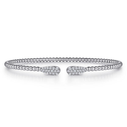 14K White Gold Bujukan Diamond Teardrops Bangle — Gabriel & Co. BG4230-62W45JJ