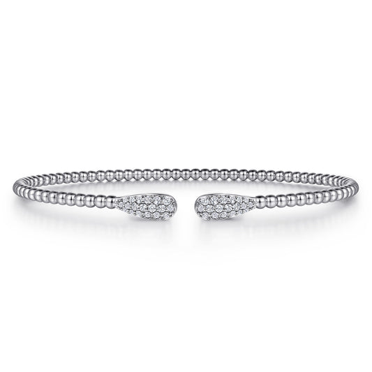 14K White Gold Bujukan Diamond Teardrops Bangle — Gabriel & Co. BG4230-62W45JJ