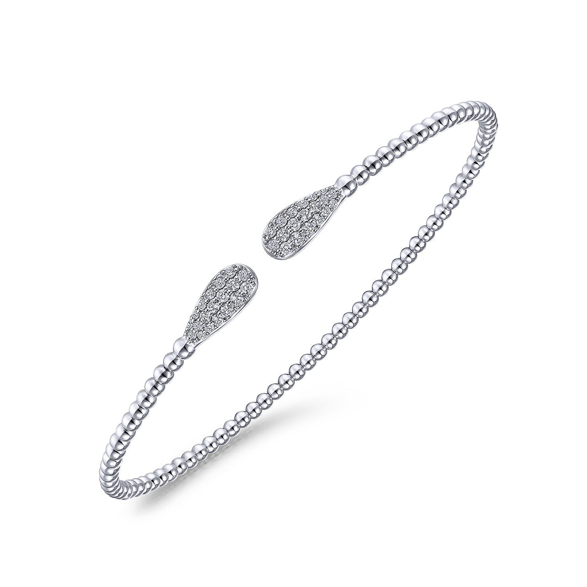 14K White Gold Bujukan Diamond Teardrops Bangle — Gabriel & Co. BG4230-62W45JJ