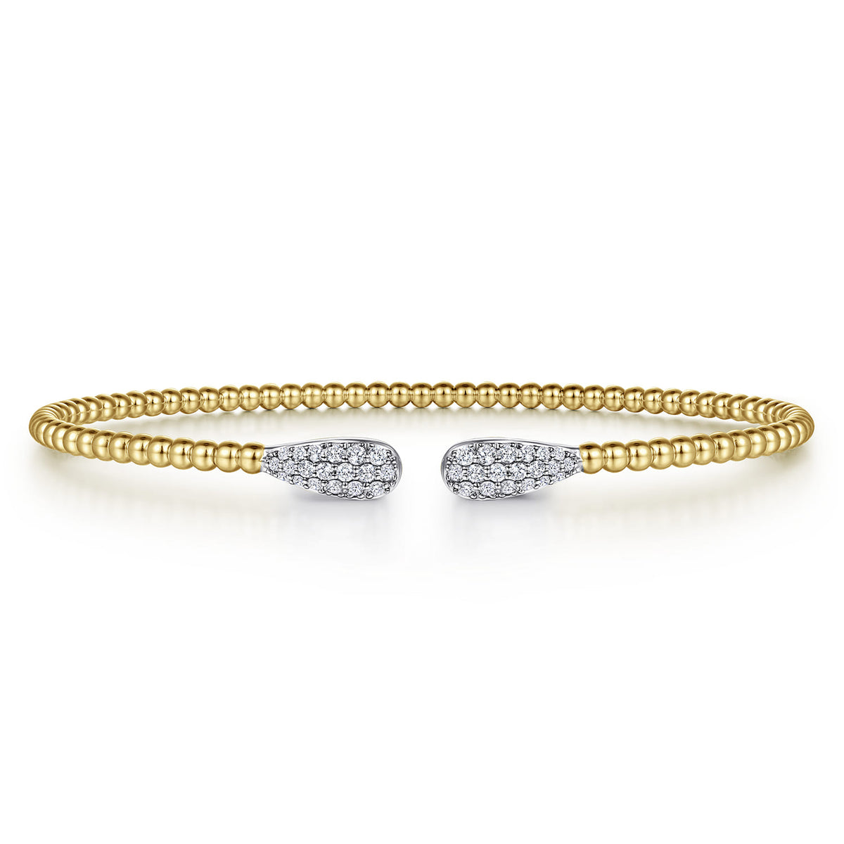 14K Yellow Gold Diamond Teardrops Open Bangle Bracelet-Bujukan — Gabriel & Co. BG4230-62Y45JJ