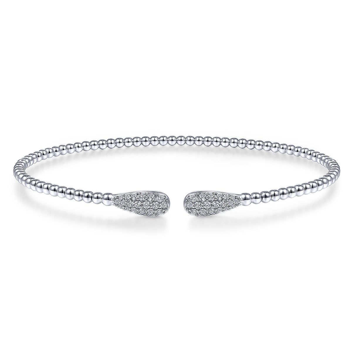 14K White Gold Bujukan Diamond Teardrops Bangle — Gabriel & Co. BG4230-6W45JJ