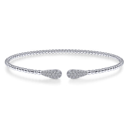 14K White Gold Bujukan Diamond Teardrops Bangle — Gabriel & Co. BG4230-6W45JJ