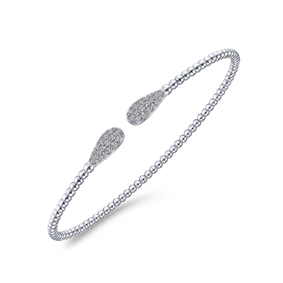 14K White Gold Bujukan Diamond Teardrops Bangle — Gabriel & Co. BG4230-6W45JJ