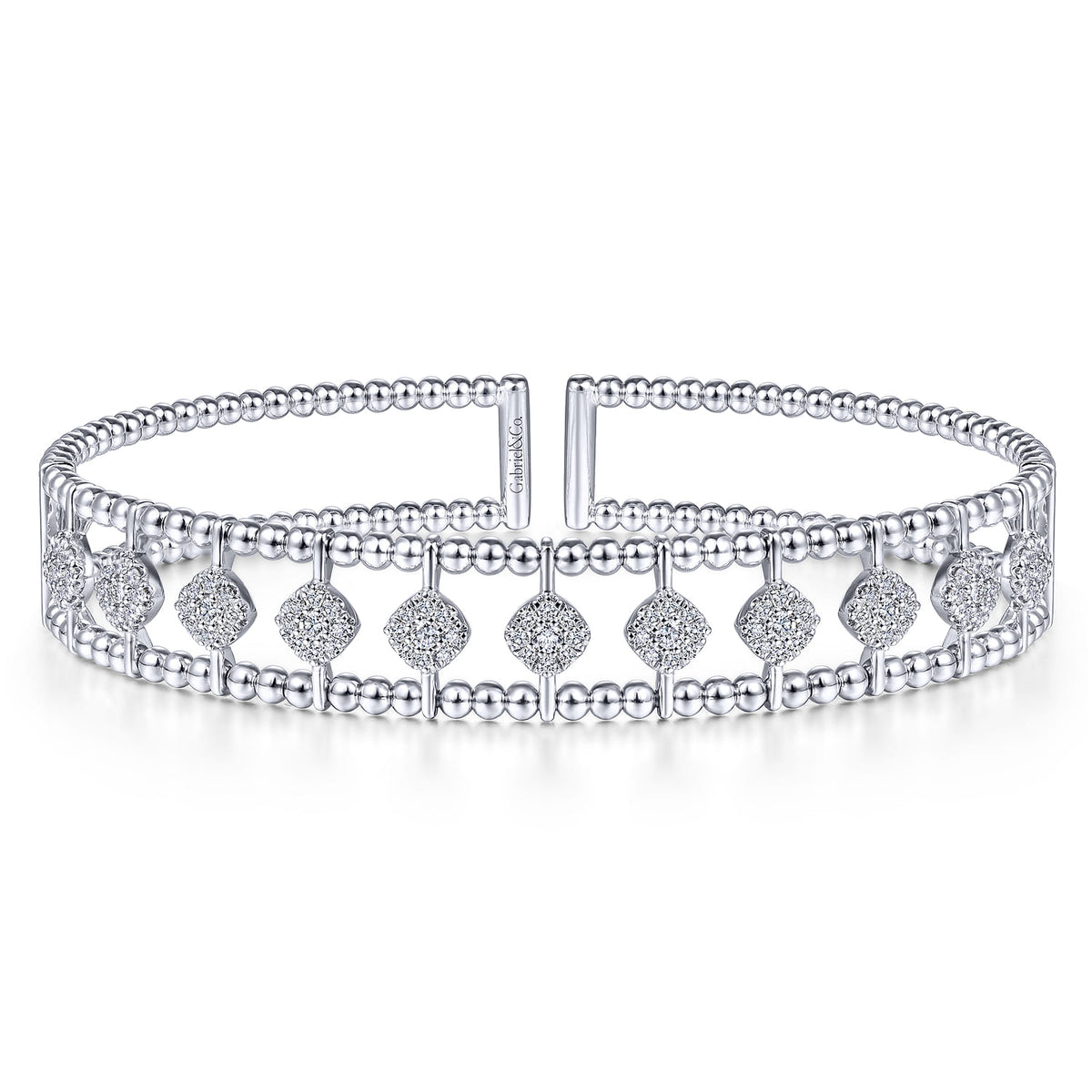 14K White Gold Bujukan Diamond Cuff Bangle — Gabriel & Co. BG4232-6W45JJ
