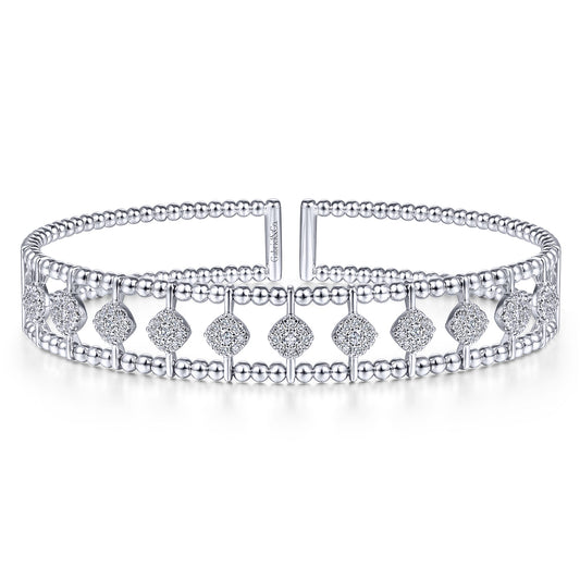 14K White Gold Bujukan Diamond Cuff Bangle — Gabriel & Co. BG4232-6W45JJ