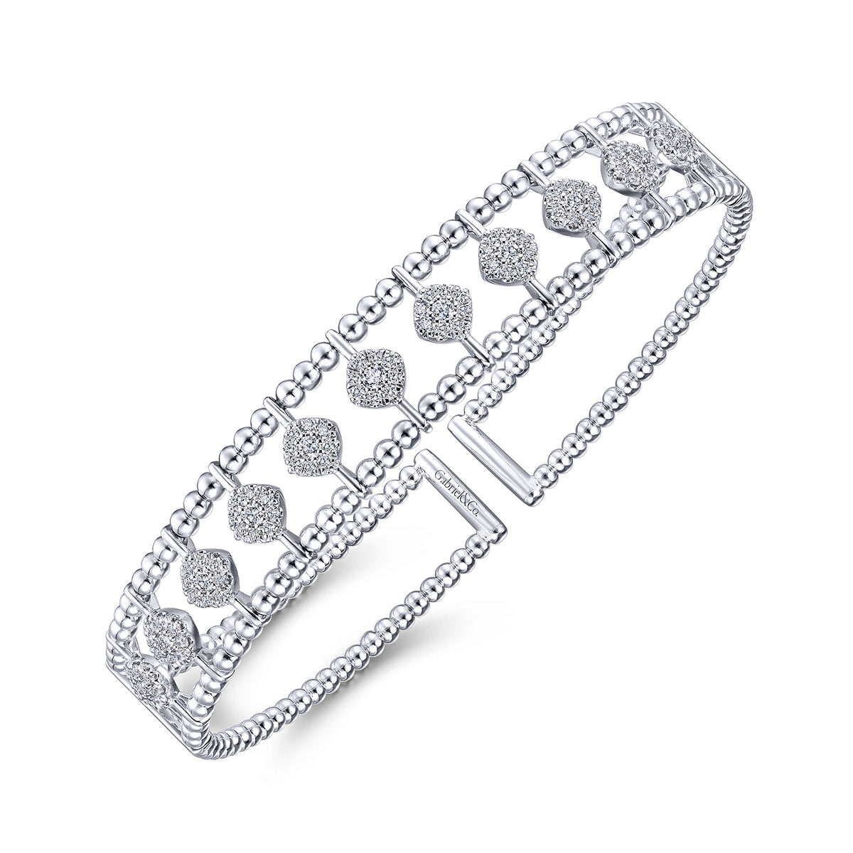 14K White Gold Bujukan Diamond Cuff Bangle — Gabriel & Co. BG4232-6W45JJ