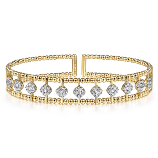 14K Yellow Gold Bujukan Diamond Cuff Bangle — Gabriel & Co. BG4232-6Y45JJ