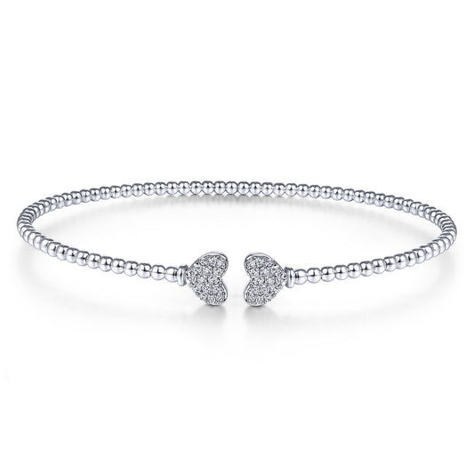 14K White Gold Bujukan Split Cuff Bracelet with Pavé Diamond Hearts — Gabriel & Co. BG4253-6W45JJ
