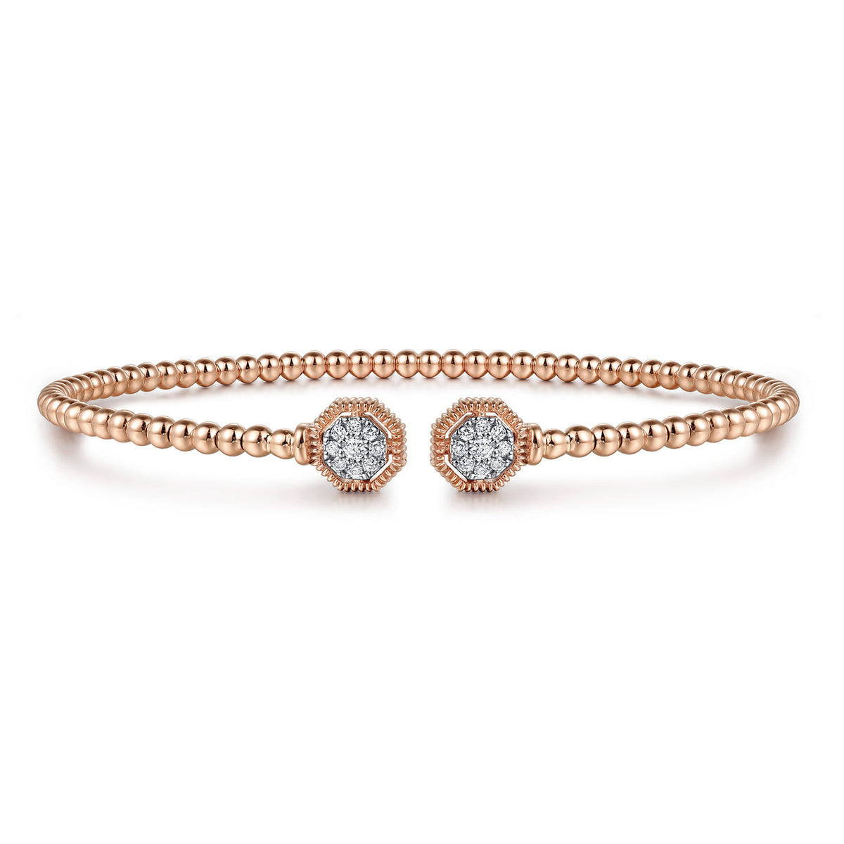 14K Rose Gold Bujukan Diamond Hexagon Split Bangle — Gabriel & Co. BG4261-6K45JJ