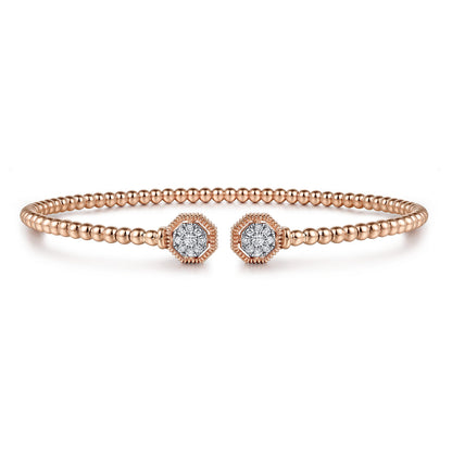 14K Rose Gold Bujukan Diamond Hexagon Split Bangle — Gabriel & Co. BG4261-6K45JJ