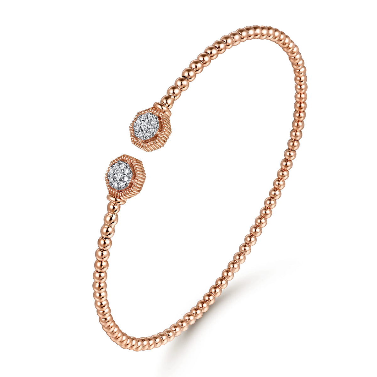 14K Rose Gold Bujukan Diamond Hexagon Split Bangle — Gabriel & Co. BG4261-6K45JJ