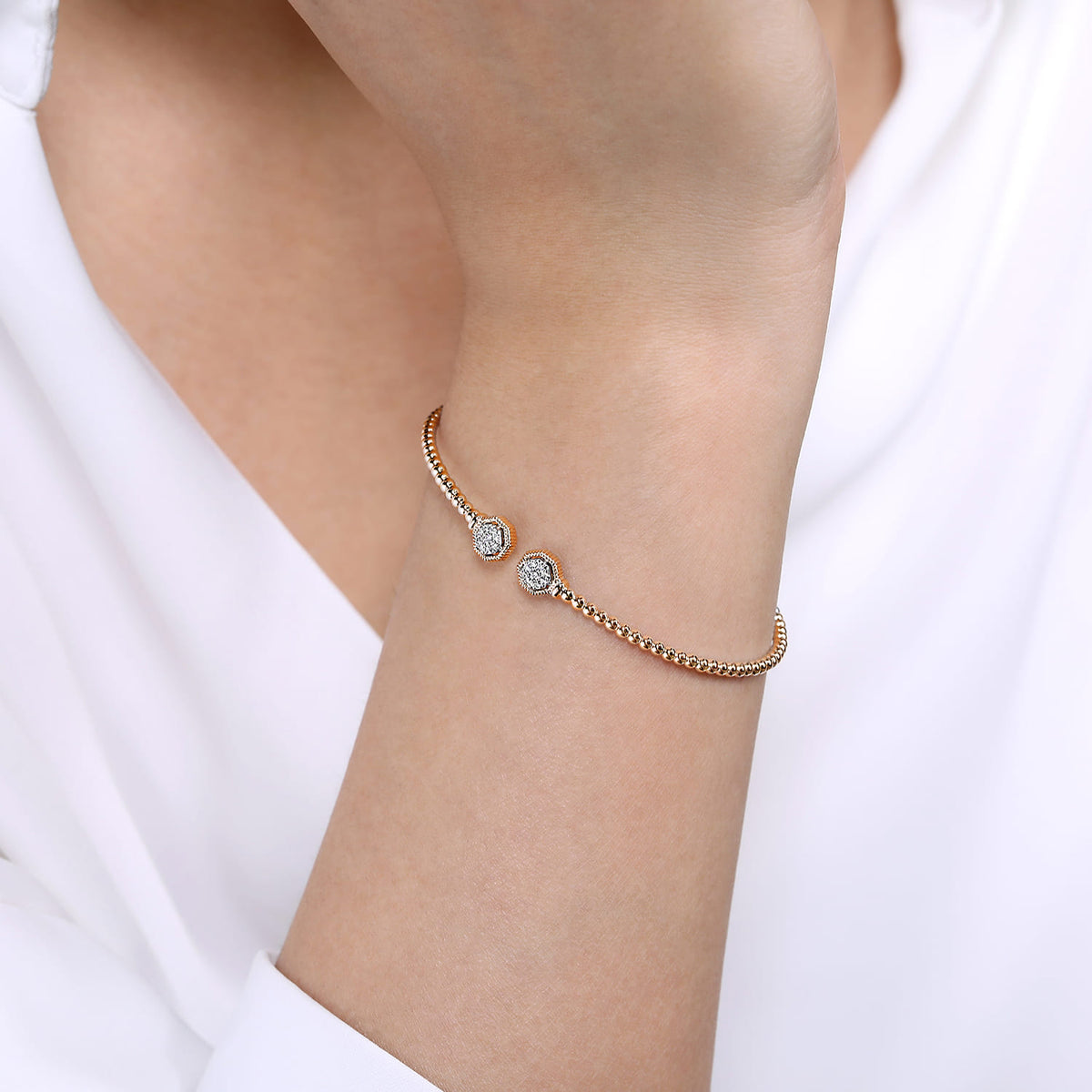 14K Rose Gold Bujukan Diamond Hexagon Split Bangle — Gabriel & Co. BG4261-6K45JJ