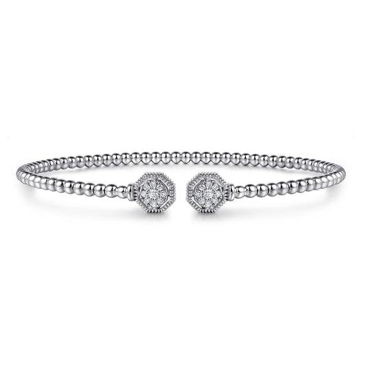 14K White Gold Bujukan Diamond Hexagon Split Bangle — Gabriel & Co. BG4261-6W45JJ