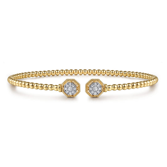 14K Yellow Gold Bujukan Diamond Hexagon Split Bangle — Gabriel & Co. BG4261-6Y45JJ