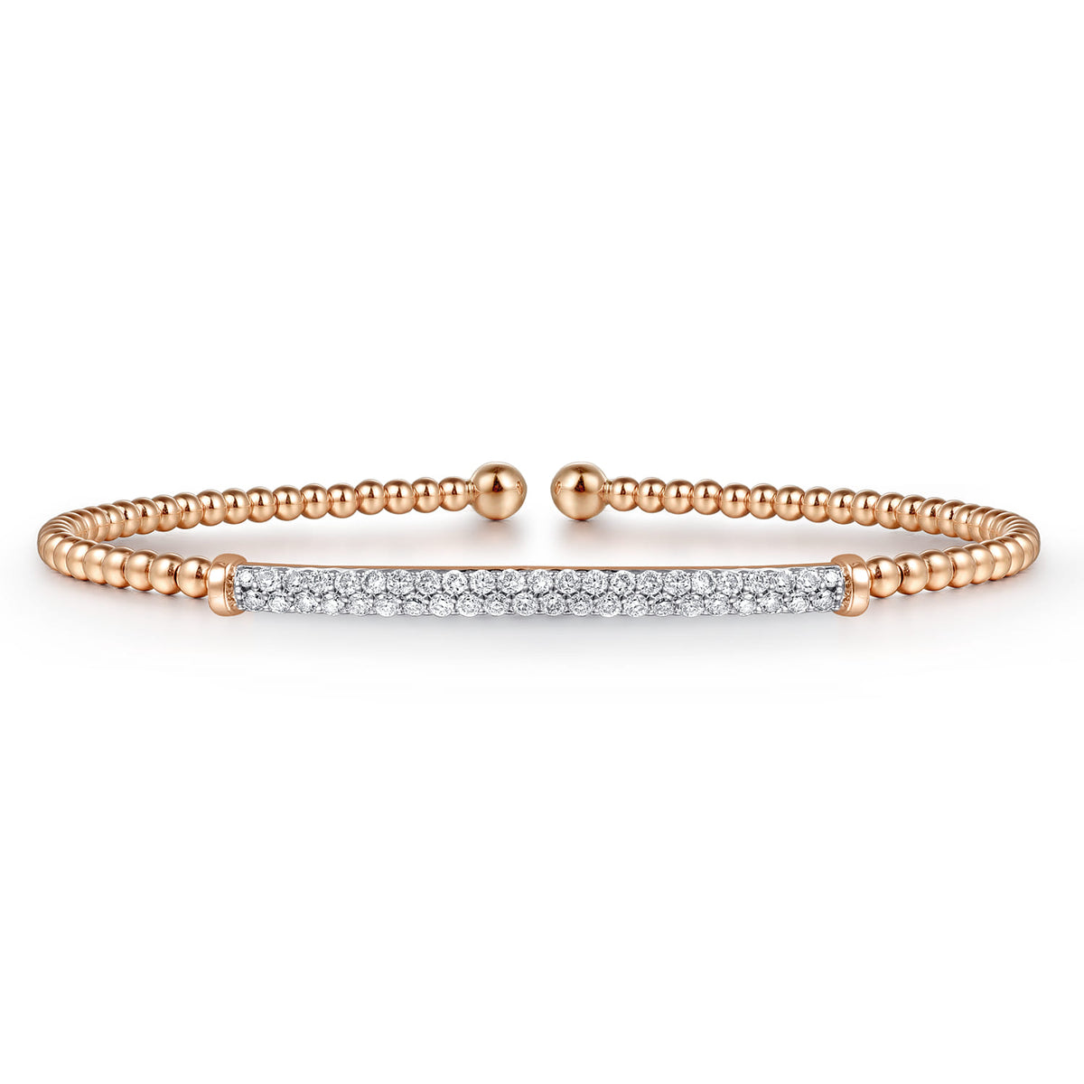 14K Rose Gold Bujukan Diamond Bar Split Bangle — Gabriel & Co. BG4262-62K45JJ
