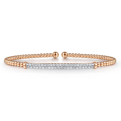 14K Rose Gold Bujukan Diamond Bar Split Bangle — Gabriel & Co. BG4262-62K45JJ