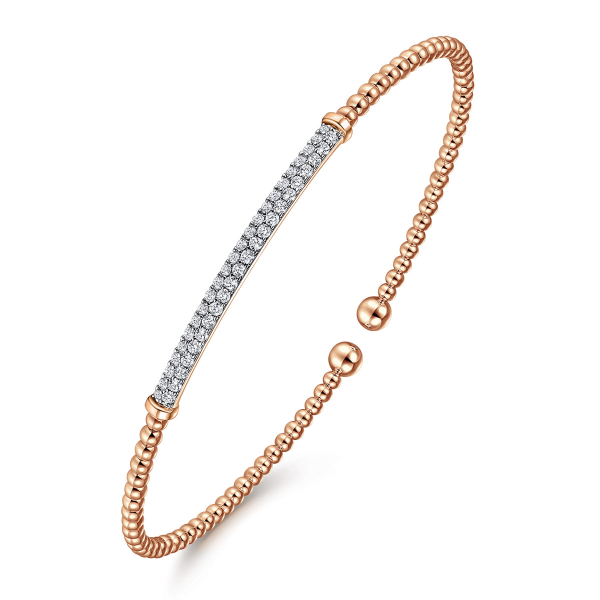 14K Rose Gold Bujukan Diamond Bar Split Bangle — Gabriel & Co. BG4262-62K45JJ