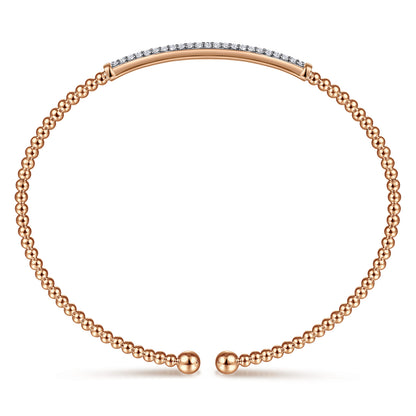 14K Rose Gold Bujukan Diamond Bar Split Bangle — Gabriel & Co. BG4262-62K45JJ