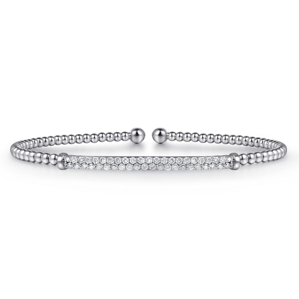 14K White Gold Bujukan Diamond Bar Split Bangle — Gabriel & Co. BG4262-62W45JJ