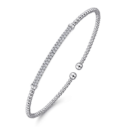 14K White Gold Bujukan Diamond Bar Split Bangle — Gabriel & Co. BG4262-62W45JJ
