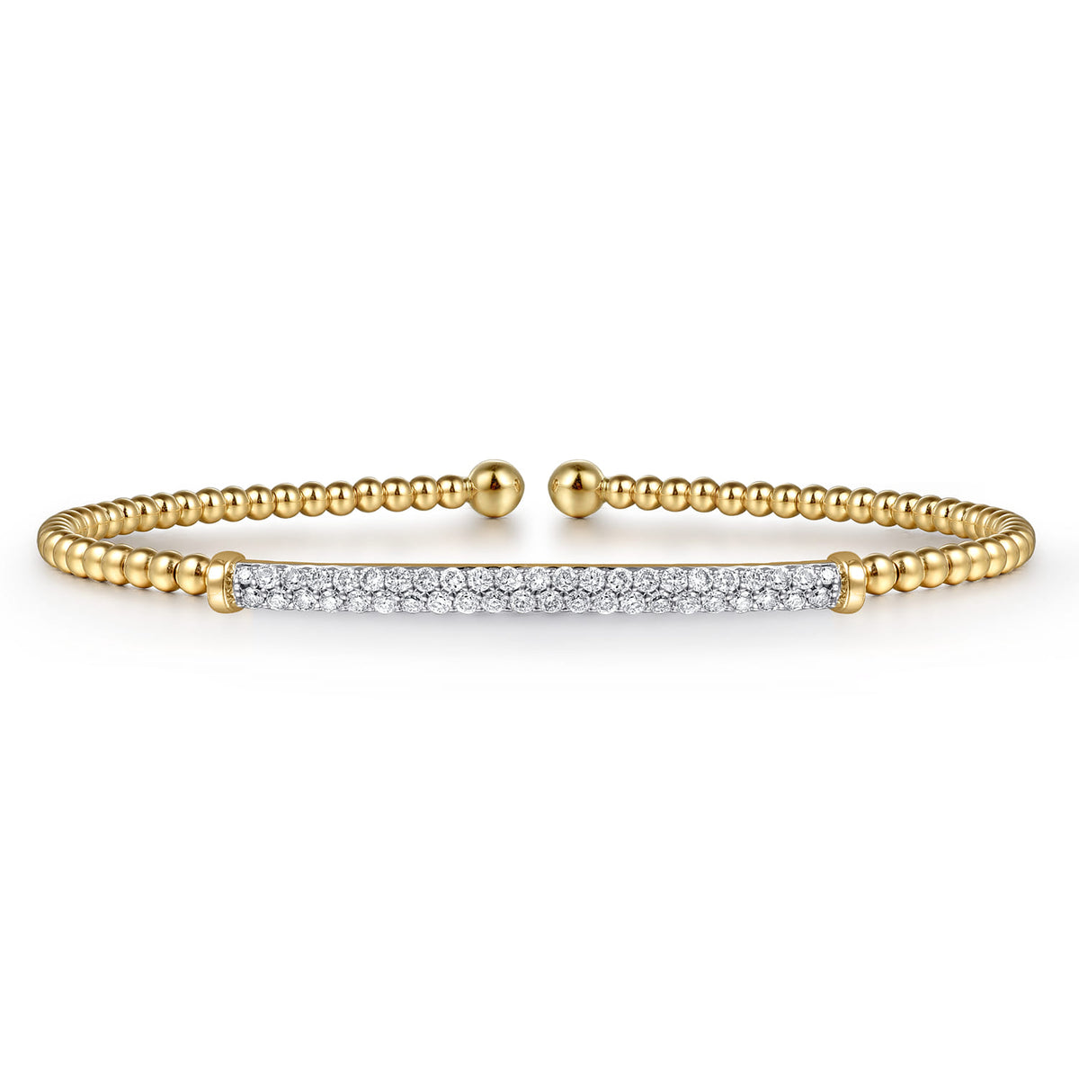 14K Yellow Gold Diamond Bar Cuff Bangle Bracelet- Bujukan — Gabriel & Co. BG4262-62Y45JJ