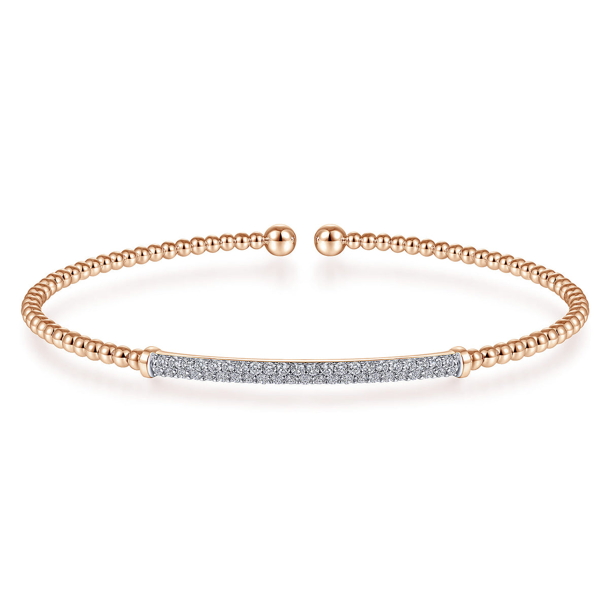 14K Rose Gold Bujukan Diamond Bar Split Bangle — Gabriel & Co. BG4262-6K45JJ