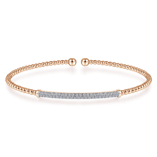 14K Rose Gold Bujukan Diamond Bar Split Bangle — Gabriel & Co. BG4262-6K45JJ