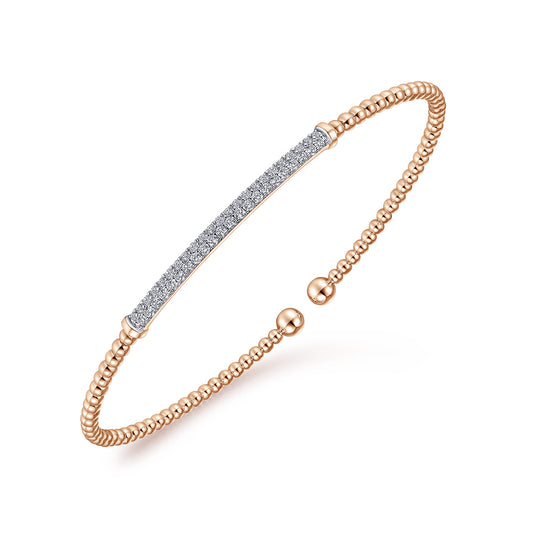 14K Rose Gold Bujukan Diamond Bar Split Bangle — Gabriel & Co. BG4262-6K45JJ