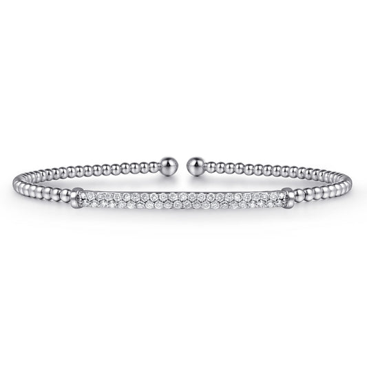14K White Gold Bujukan Diamond Bar Split Bangle — Gabriel & Co. BG4262-6W45JJ
