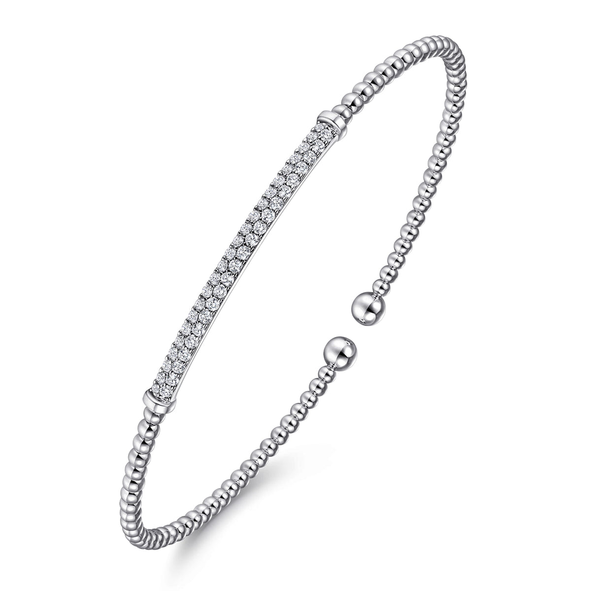 14K White Gold Bujukan Diamond Bar Split Bangle — Gabriel & Co. BG4262-6W45JJ