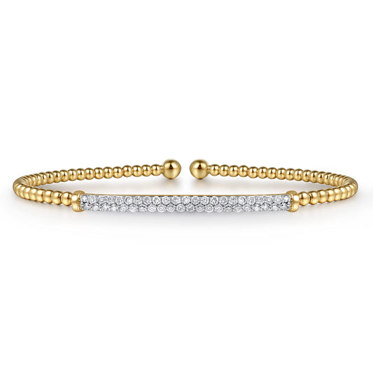 14K Yellow Gold Bujukan Diamond Bar Split Bangle — Gabriel & Co. BG4262-6Y45JJ