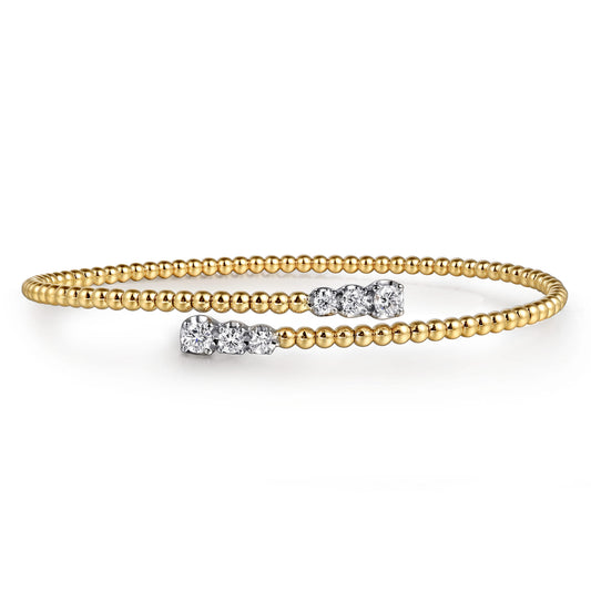 14K White-Yellow Gold Bujukan Graduating Diamond Bypass Bangle — Gabriel & Co. BG4278-6M45JJ