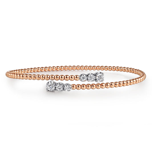 14K White-Rose Gold Bujukan Graduating Diamond Bypass Bangle — Gabriel & Co. BG4278-6T45JJ