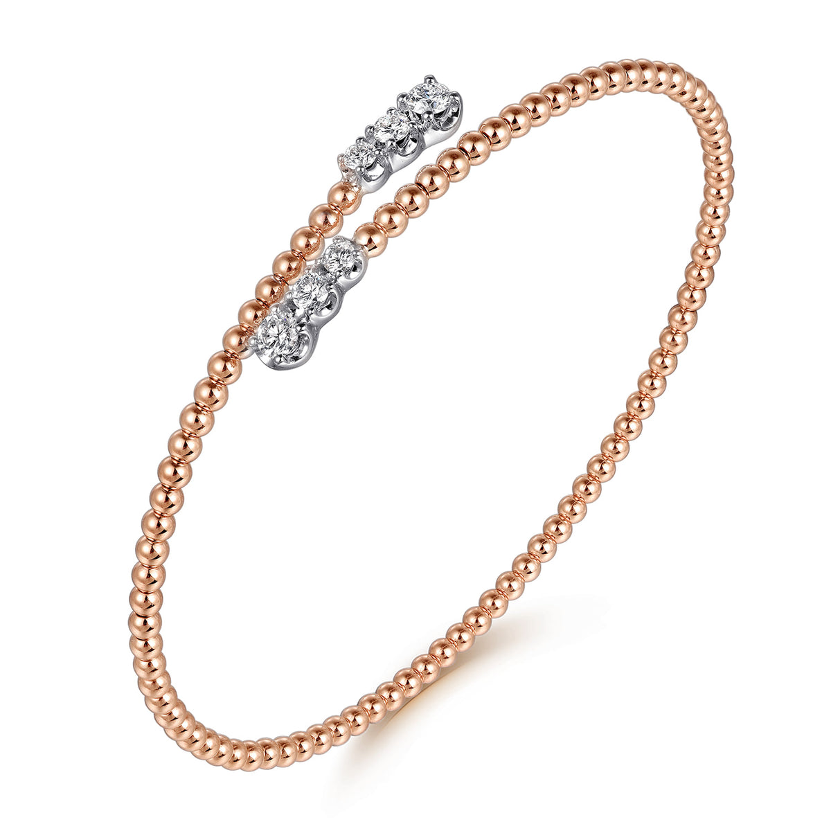 14K White-Rose Gold Bujukan Graduating Diamond Bypass Bangle — Gabriel & Co. BG4278-6T45JJ