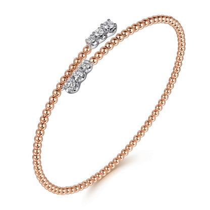 14K White-Rose Gold Bujukan Graduating Diamond Bypass Bangle — Gabriel & Co. BG4278-6T45JJ