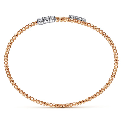 14K White-Rose Gold Bujukan Graduating Diamond Bypass Bangle — Gabriel & Co. BG4278-6T45JJ