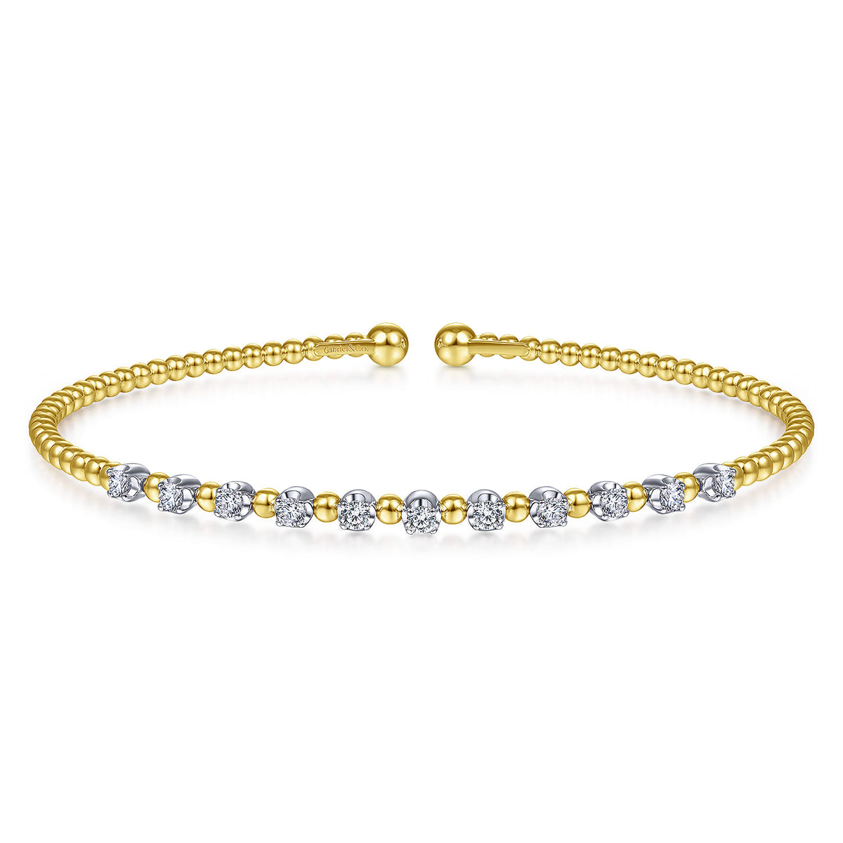 14K White-Yellow Gold Bujukan Diamond Split Bangle — Gabriel & Co. BG4279-6M45JJ