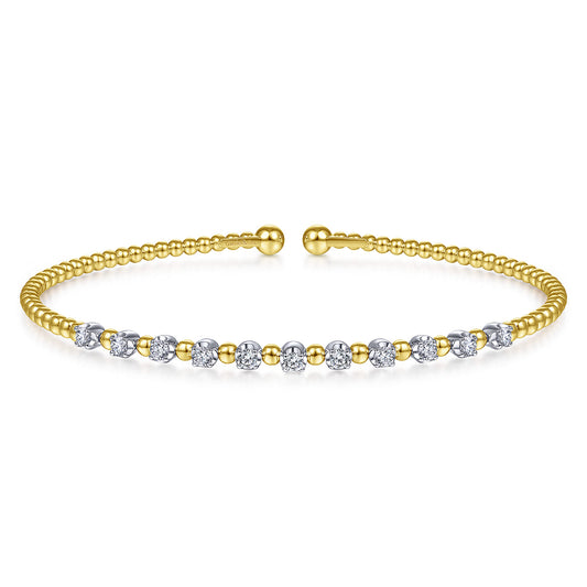 14K White-Yellow Gold Bujukan Diamond Split Bangle — Gabriel & Co. BG4279-6M45JJ