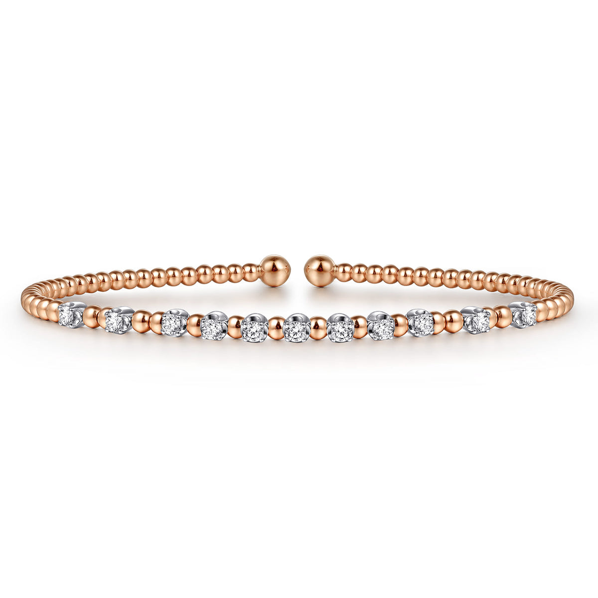 14K White-Rose Gold Bujukan Diamond Split Bangle — Gabriel & Co. BG4279-6T45JJ