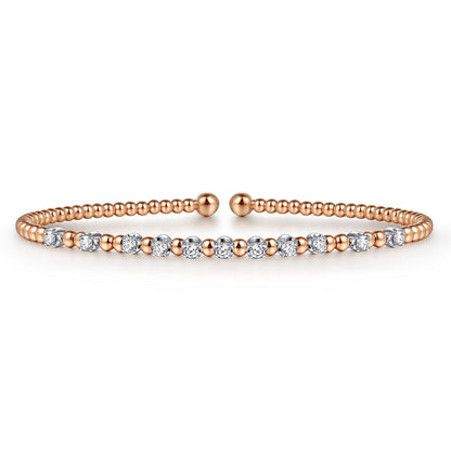 14K White-Rose Gold Bujukan Diamond Split Bangle — Gabriel & Co. BG4279-6T45JJ