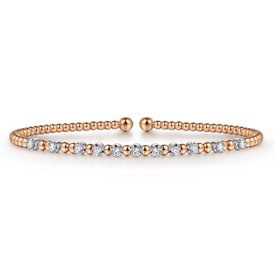14K White-Rose Gold Bujukan Diamond Split Bangle — Gabriel & Co. BG4279-6T45JJ