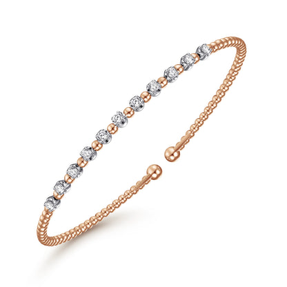 14K White-Rose Gold Bujukan Diamond Split Bangle — Gabriel & Co. BG4279-6T45JJ