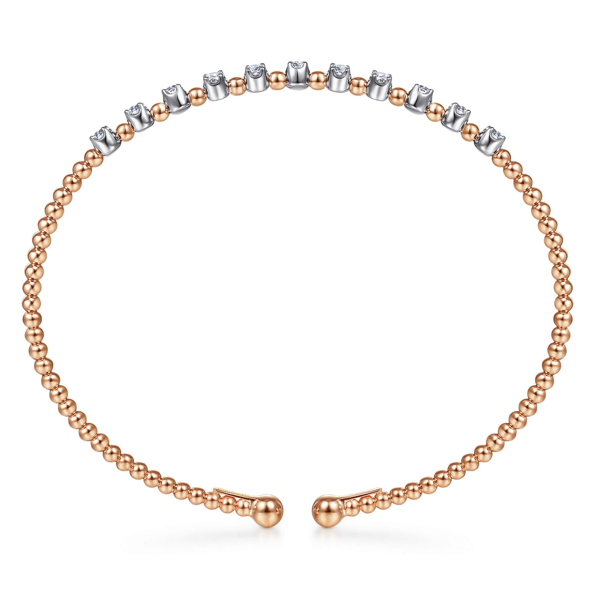 14K White-Rose Gold Bujukan Diamond Split Bangle — Gabriel & Co. BG4279-6T45JJ