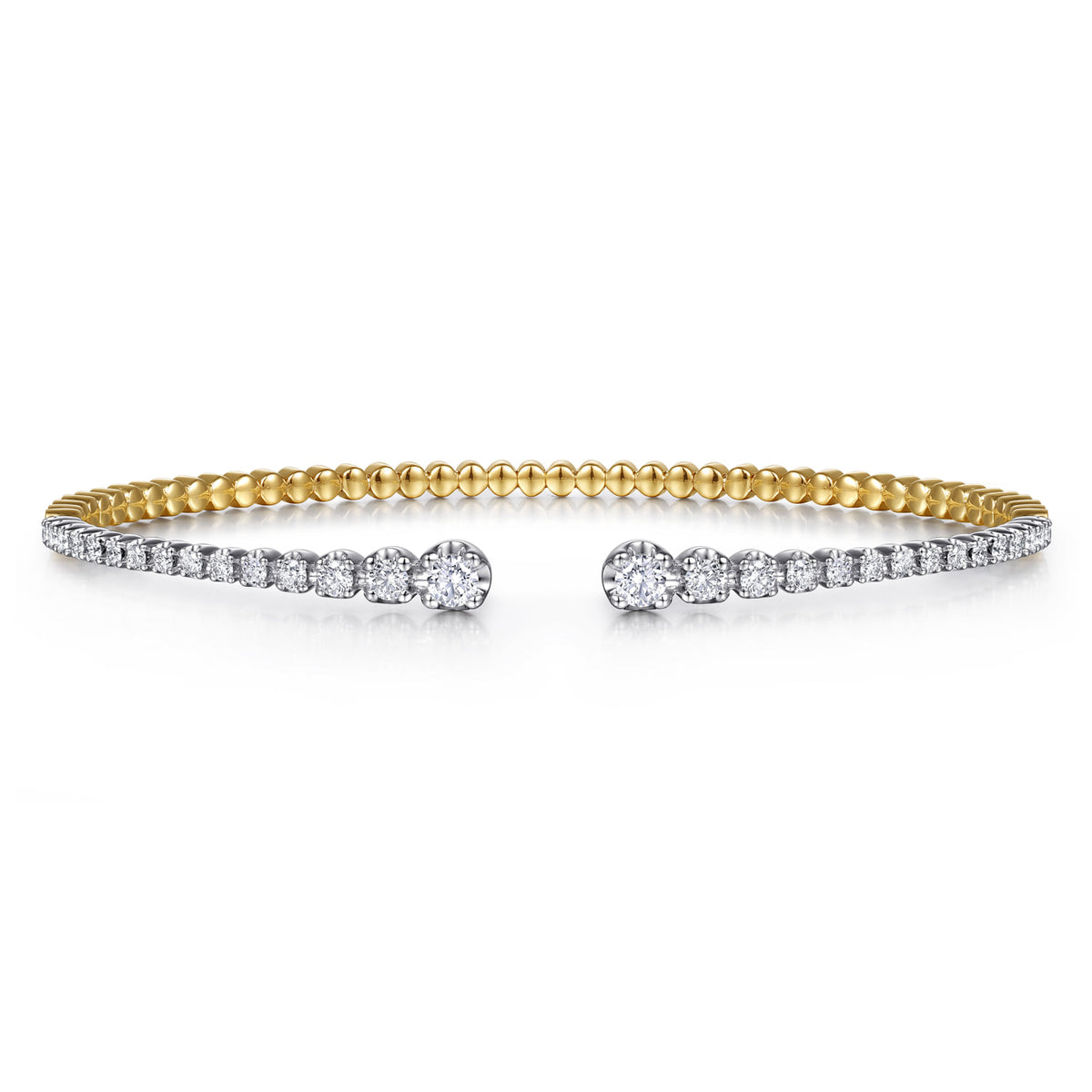 14K Yellow and White Gold Split Cuff Bracelet with Graduating Diamonds — Gabriel & Co. BG4322-62M45JJ