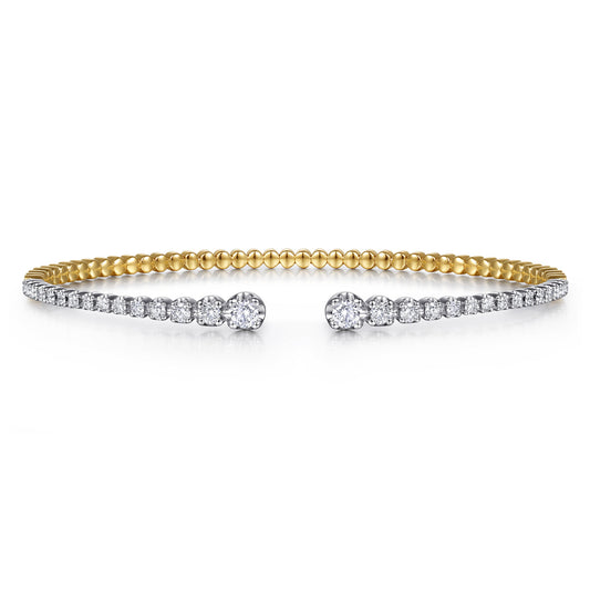 14K Yellow and White Gold Split Cuff Bracelet with Graduating Diamonds — Gabriel & Co. BG4322-62M45JJ