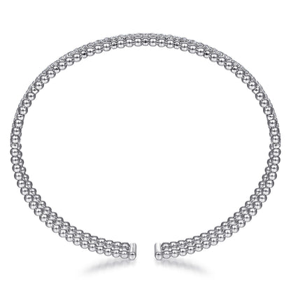 14K White Gold Bujukan Bead Cuff Bangle with Inner Diamond Channel — Gabriel & Co. BG4323-62W45JJ